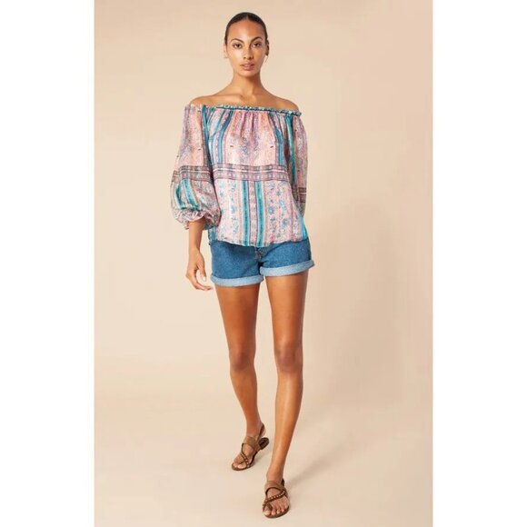 Hale Bob Womens Top Size XS Multicolor Floral Casual Off Shoulder Silk - Picture 11 of 12